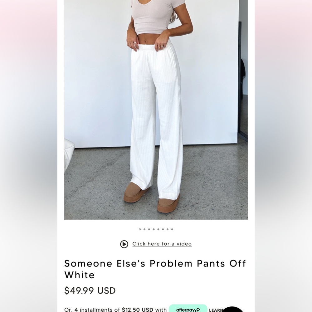 Off white wide leg comfy pants